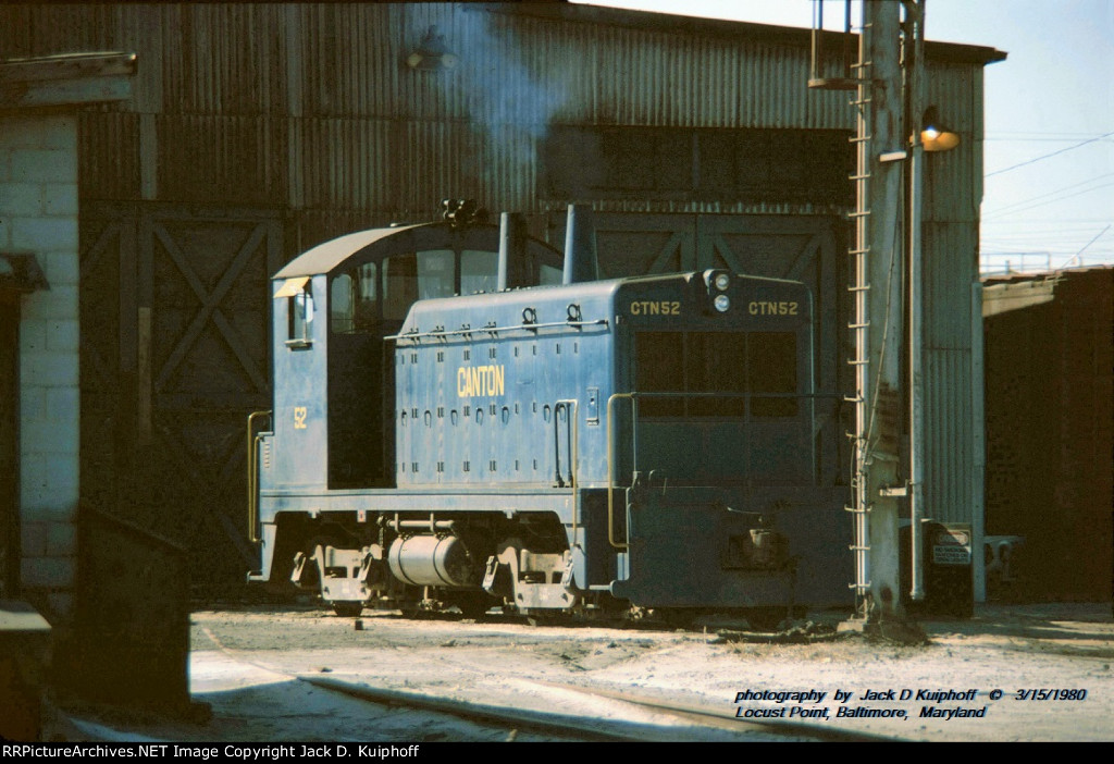 Canton 52, SW8, ex-UP 1036, sold to ACCX 52, Locust Point, MD. 3-15-1980